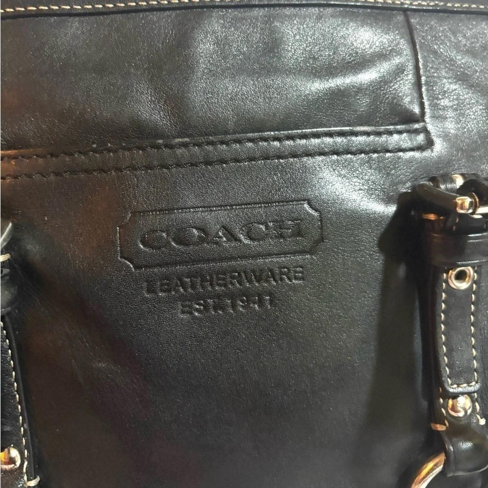 Coach vintage black leather satchel handbag